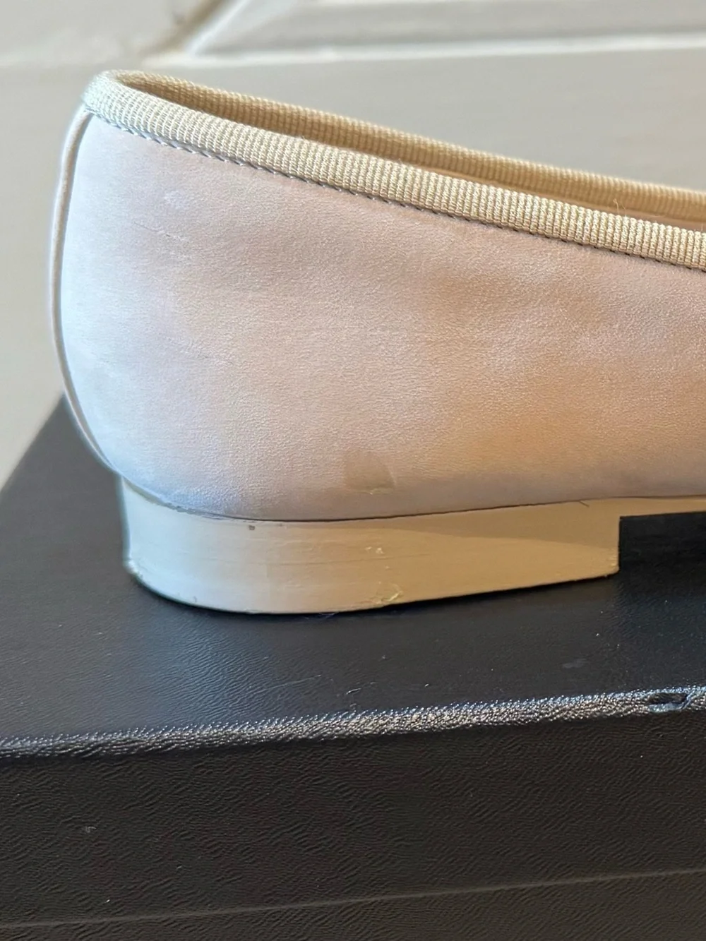 CHANEL Beige Quilted Leather Ballet Flats with Bow